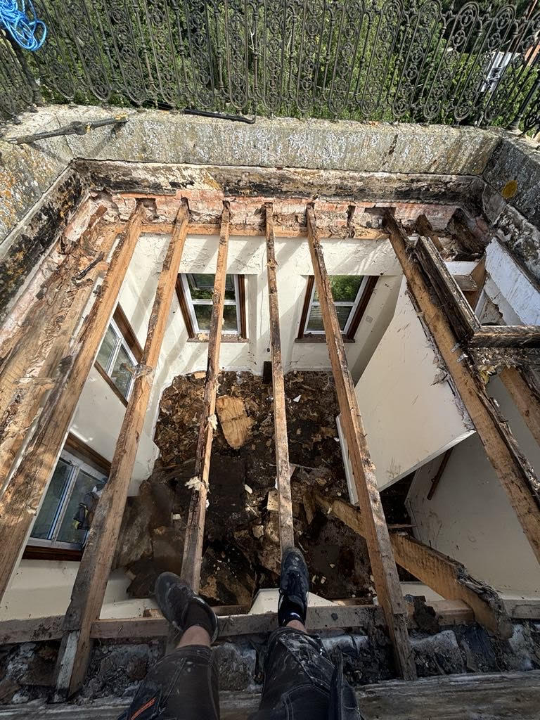 Discovery of rotten joists at Beckford Grange